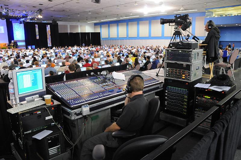 27 - At the Controls.jpg - A team of audio/video specialists bring the Assembly to life. (Photo by General Assembly staff)